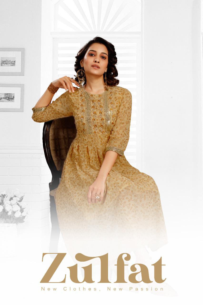 Zulfat 8153 New Regular Wear Georgette Printed Kurti Collection